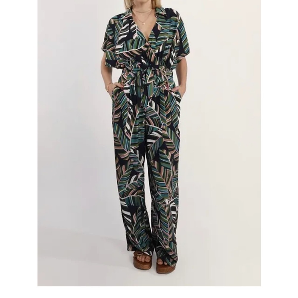 Molly Bracken green aloha jumpsuit, size extra small